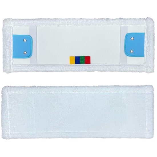 Nakładka na mop mikrofibra  DUO 40 cm biała kieszeń/klip LT455